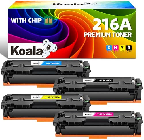 Koala [Mit Chip Kompatible Tonerkartuschen Ersatz für HP 216A W2410A W2411A W2412A W2413A für Color Laser MFP M182n M183fw M183fdw Laserjet Pro M155a M155 M182 M183, Schwarz Cyan Magenta Gelb