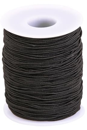 Gummiband für Armbänder 1mm X 100m, Schwarz Armband Schnur Nylonschnur Elastisches Band für Armbänder, Halsketten, Perlenschnur, Schmuck Herstellung (Schwarz)