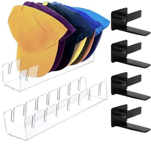 XUHN Huthalter Cap Halterung, 2 Pcs Cap Stand für Baseball Caps, Acryl Hut Organizer Basecap Halter, Cap Halter für Baseball Caps, Kann Gespeichert Werden 7 Hüte Aufbewahren, für Baseballmütze