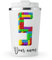 MAXIKIWI - Personalised Insulated Double Walled, Leakproof Stainless Steel Mug, Coffee or Tea Travel Tumbler with Lid, Keep Drinks Hot and Cold - Lego Bricks 3D Alphabet - 350ml