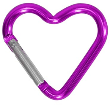 SUCHUANGUANG Herzförmiger Karabinerhaken, Schlüsselanhänger-Clip aus Aluminiumlegierung, Federkarabinerhaken, Camping-Rucksack-Clips, robuster Karabiner, Lila
