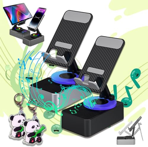 Bluetooth Audio Power Bank Bracket, 2024 Upgrade Smart Bluetooth Speaker with Stand, Foldable Cellphone Stand with Bluetooth Speaker and Power Bank, 360° Rotation, 9D HiFi Stereo Sound (Mixed*2)