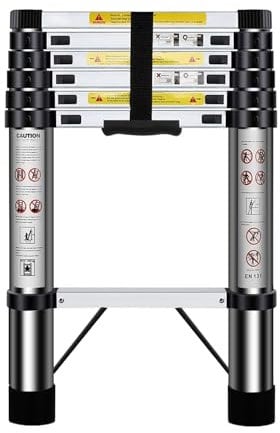 HUIYOPU Scala Telescopica 2m, Scala Retrattile in Acciaio Inox, Capacità di Carico 150kg, Adatta per La Manutenzione Della Casa, L'Accesso Alla Soffitta, La Costruzione, Ecc.