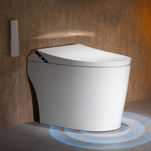 Iha Smart Toilette mit Bidet integriert, Toiletten mit Tank, Soft-Close, automatische Spülung, Fußsensor, beheizter Sitz, warmes Wasser, Schaumspender, längliche Bidets für modernes Badezimmer