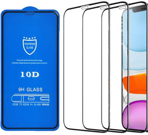 Pack 【3】Cristal Protector Pantalla Sin Burbujas Compatible con iPhone 11 y iPhone XR Vidrio Templado Sin Huellas Dactilares Borde Negro (cristal-borde-iphone11-iphone-xr)