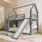 Seyakany Lit Cabane Enfant 90x200cm avec escalier de Rangement et Toboggan,Lit superposé Enfant avec barrière,Pin + MDF,Cadre de lit pour Enfants et Adolescents,sans Matelas,Gris