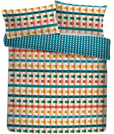 Fusion Duvet Cover Set, 100% Recycled Polyester, Single 140x200cm, Multi-Coloured, Geometric Pinsonic Pattern