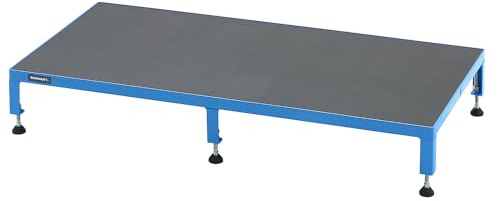 eurokraft pro | Arbeitsplattform | Höhenverstellbereich 165 - 230 mm, mit Siebdruckplatte, Plattform LxB 1210 x 610 mm, lichtblau
