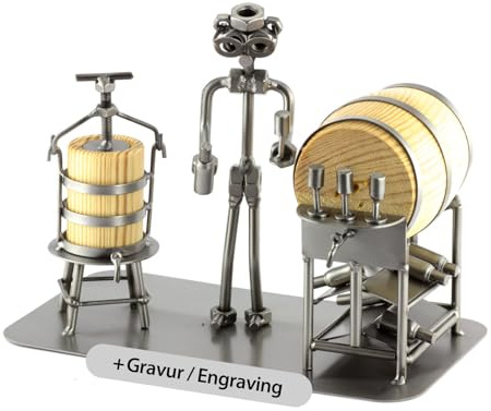 Steelman24 Schraubenmännchen Winzer mit persönlicher Gravur | Made in Germany,Handarbeit,Geschenkidee,Stahlfigur,Metallfigur