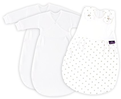 Träumeland S0101453 Babyschlafsack LIEBMICH 3 teilig Set Sternchen grau, Größe 56/62, mehrfarbig