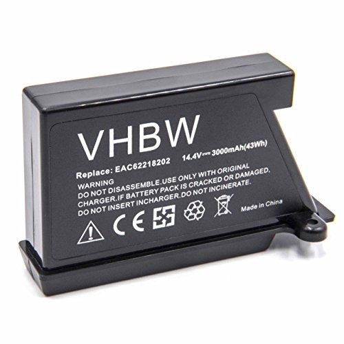 vhbw Akku kompatibel mit LG Hom-Bot VR62601LVM, VR6260LVM, VR6260LV, VR62701LV, VR62701LVB, VR6270 Staubsauger Schwarz (3000 mAh, 14,4 V, Li-Ion)