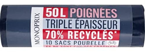 Monoprix Sacs poubelle à poignées 50 L - Les 10 sacs