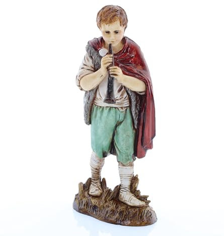 Moranduzzo Junger Flötenspieler für Krippe 12 cm Maßstab 1:15 - Unzerstörbare Krippenfiguren - Stil 700', Handbemalt, Offizielles Produkt, Hergestellt in Italien, Bildhauer M. Landi