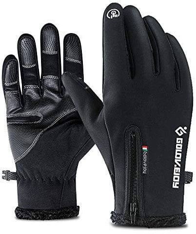 Muzboo Guantes de pantalla táctil resistentes al viento e impermeables para hombres, mujeres, bicicletas y motocicletas, esenciales para actividades al aire libre en clima frío - negro - Medium