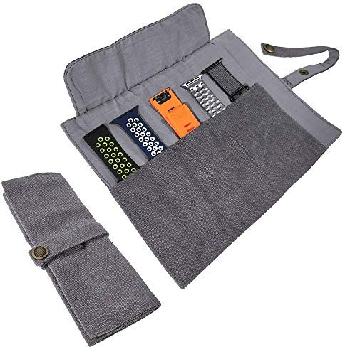 YOOSIDE Accesorio para reloj inteligente, correa de algodón y lona, bolsa de almacenamiento portátil, organizador compatible con Apple Watch, correa de reloj Garmin, correa de reloj Samsung
