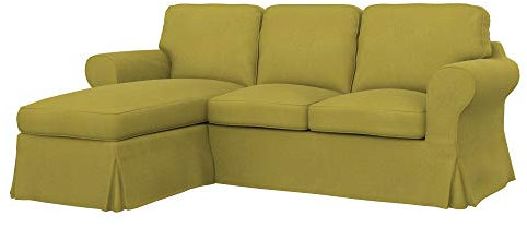 Soferia Sofabezug L Form Kompatibel Mit Ektorp 2er-Sofa Mit Recamiere Ecksofaüberzug Ecksofaüberwurf Sofaschoner Cover Wasserabweisend Fleckschutz Softi Gelb