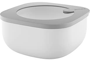 Guzzini Store&More Kitchen Active Design - Recipientes herméticos bajos para frigorífico/congelador/microondas (M), 16 x 16 x 7,8 cm, gris oscuro