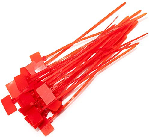 Kabelbinder 165mm beschriftbar mit Beschriftungsfeld 16,5cm 100 Stück (Rot)