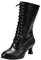Ladies Lace Up Stivali al Polpaccio Lunghezza Stivali Donna in Pelle Louis Tacco Caviglia Stivaletti Punk Womens Stivali da Combattimento Steampunk Gotico Vintage, Nero (Nero), 39 EU