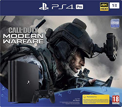 Sony, Pack PS4 Call Of Duty, Console PS4 Pro 1 To + 1 Manette Sans Fil DUALSHOCK 4 V2 + Jeu Call Of Duty Modern Warfare, Châssis G, Couleur : Jet Black