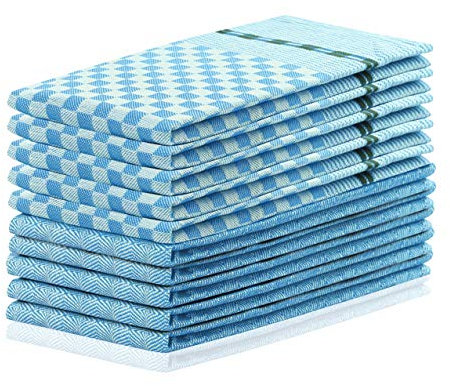 DecoKing Louie Lot de 10 torchons de Cuisine avec Crochet de Suspension 100% Coton 50 x 70 cm, Coton, Bleu, 10er Set