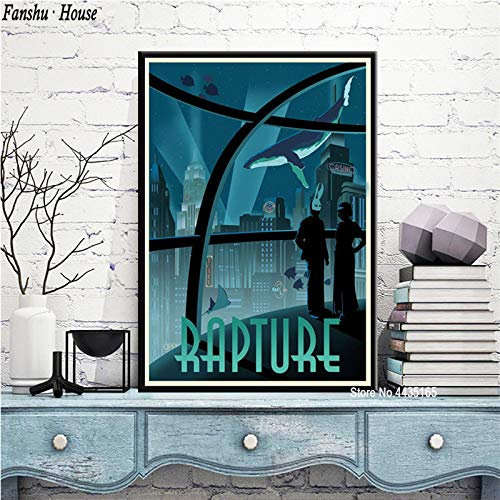 Yyoutop Poster Bioshock Rhapsody Videospiel Film Poster und Drucke Leinwand Malerei Wandkunst Wohnzimmer Home Decor Bilder 50x70cm ohne Rahmen