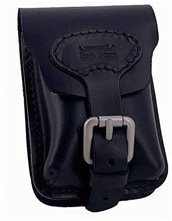 MIKA 28060501 - Gürteltasche S aus Echt Leder/Sattelleder mit unterteiltem Hauptfach und 2 Gürtelschlaufen, Hüfttasche im Hochformat, Belt Pouch in schwarz, Taillentasche ca. 12,5 x 6 x 9 cm