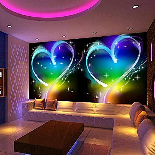 3D Wall Mural Wallpaper Modern Love Heart Ktv Bar Living Room Sofa Background Decor for Walls Wallpaper Grey Wall Sticker Border Living Room for Bedroom Rose Blue Mural kids-350cm×256cm