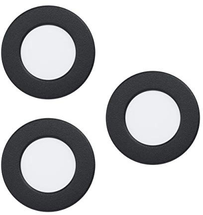 EGLO 3-er Set LED Einbaustrahler Fueva 5, Ø 8,6 cm, LED Spots Set aus Stahl und Kunststoff Leuchtflächen, 3 LED Einbauleuchten in Schwarz, Weiß, flach, geringe Einbautiefe 26 mm, warmweiß