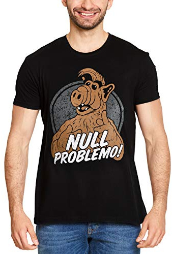 Elbenwald 80er Kult - T-Shirt mit ALF und den Gremlins Schwarz Herren Damen Unisex Baumwolle