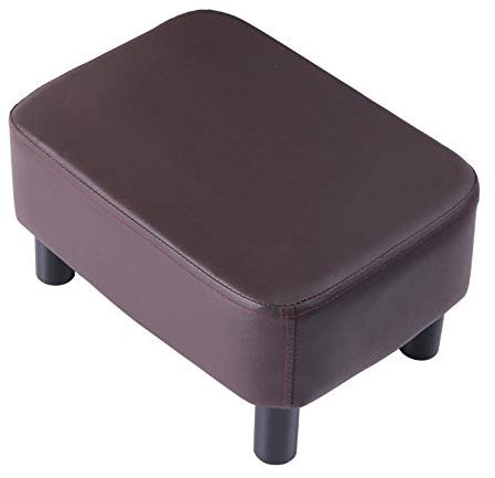 YMYNY Rechteckiger Fußhocker Sitzbank, 42 x 29 x 23 cm, Gepolsterter Hocker aus PU-Leder, mit Holzbeinen, platzsparend, stabil, wasserdicht, für Zuhause, Flur, Büro, Braun HD-HRF-BD209