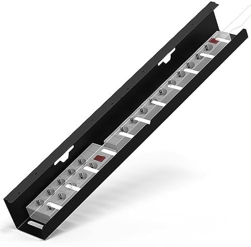 iVengo® XL Kabelkanal Schreibtisch TÜV-geprüft [2x50cm] für ideales Kabelmanagement Schreibtisch - geräumige Kabelführung Schreibtisch [2er Set] - robuste & smarte Kabelwanne Schreibtisch - Schwarz
