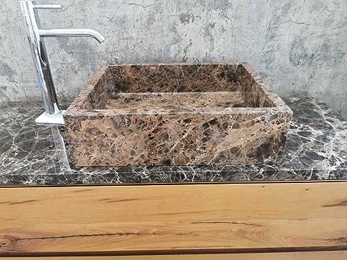 Lavandino in Marmo Emperador Dark 13 Misura 50 x 40 cm FOTO REALI DEL LAVANDINO lavabo da bagno lavello lavello bagno d'appoggio