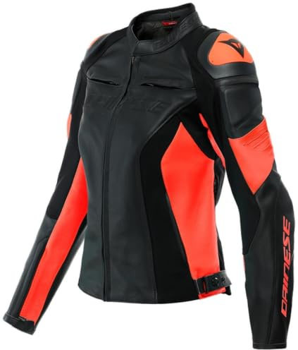 Dainese Racing 4 Damen Motorrad Lederjacke, schwarz/rot, 48