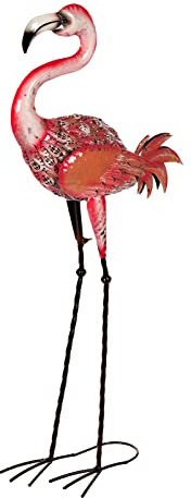 Birendy Figurines géantes et belles en métal - Flamant rose - 88 cm - Figurine décorative de jardin - Type de métal (flamant rose v9)