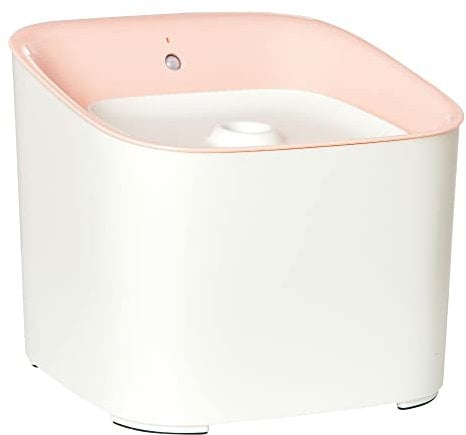 PawHut Fuente de Agua para Gatos 3L con Sensor de Infrarrojos 3 Modos Dispensador de Agua para Perros y Gatos Bebedero para Gatos con Luz Indicadora LED 21x20x18 cm Blanco y Rosa