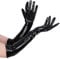Geyoga Lange Schwarze Handschuhe für Damen Wetlook-Handschuhe Elastische und Glänzende Opernhandschuhe Elegante Abendhandschuhe für Halloween Kostüme Cosplay-Kleid, 20 Zoll