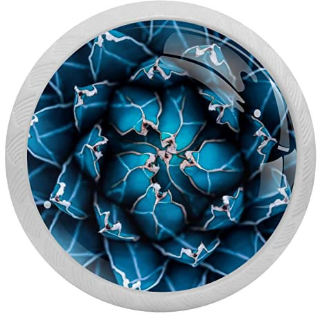 Agave Kaktus Kristallglas Schubladenknopf, ergonomisch, 30 mm, leuchtet im Dunkeln, Möbelgriff, für Küche, Kommode, Schrank, Kleiderschrank, 4 Stück