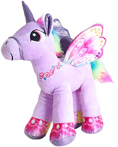 Toyland® 39cm Juguete de Peluche de Unicornio - Peluche Suave para niños - Cola de arcoíris y alas metálicas - Adecuado Desde el Nacimiento (Púrpura)