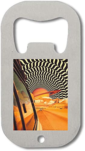 Travel Optical Illusion Trippy Saturn Poster Flaschenöffner aus Edelstahl Silber One Size