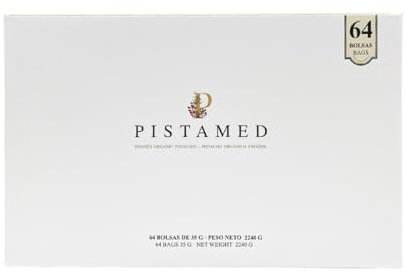 PISTAMED - Pistachos Pelados Naturales - Sin Sal - Tostado Artesanal - Alto Contenido en Fibra - Dietas Vegetarianas y Veganas - Contenido: 2,24 Kg (Paquete de 64 bolsitas)