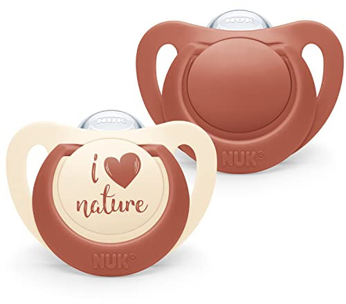 NUK for Nature Lot de 2 tétines pour bébé de 18 à 36 mois en silicone durable, fabriquées à partir de matières premières 100% naturelles, rouge