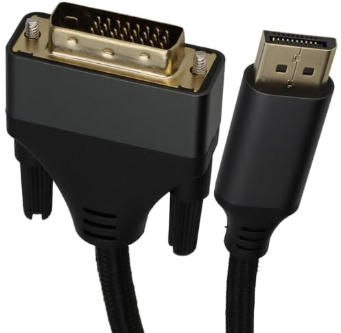 kenable Pro Metal DisplayPort Male Plug to DVI Video Cable GOLD 1440P Braided 2m [2 metres]