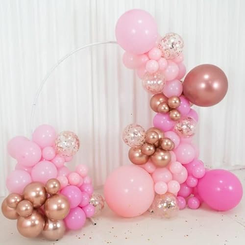 AFKAR Pink Rose Gold Balloon Arch Kit, 150 Pcs Balloon Arch with Different Sizes of 18 Inch, 10 Inch, 5 Inch for Balloon Garland as Birthday Decorations, Wedding Decorations, Baby Shower Decorations