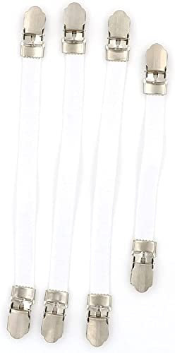 2Fit Your Fitness Partner Pack of 4 Household Kitchen Ironing Board Cover Clips, Adjustable Ironing Board Pad Braces Fasteners Mini Suspenders - Keep Cover Flat and Secure Tention Clip White