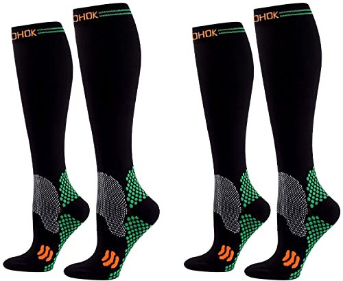 COCOHOK Kompressionsstrümpfe Sport Herren & Damen, Fit für Sport, Fußball, Flug, Laufen, Kompressionssocken für Männer & Frauen für Steigerung der Leistung, Ausdauer, Durchblutung und Erholung