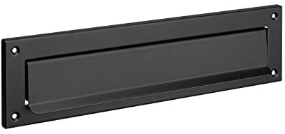 ALSTEN TECH Einwurfklappe Briefeinwurf Briefklappe Schwarz Matt 310x80 - C4 - RAL9017