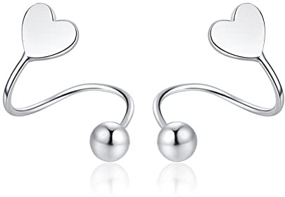Yifnny Twist Helix Ohrringe, Piercing Wickelohrringe Knorpel S Bend Ohrringe Stern Herz Twisted Spirale Barbell Ohrring Spiral Ohrstecker Piercing Schmuck für Frauen (Herz)