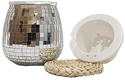 NFNSIG Discokugel-Pflanztopf 15 X 12 cm Spiegel-Discokugelvase mit Saugfähigem Untersetzer Hauspflanzentöpfe für Drinnen und Draußen, Boho-Dekoration für Zuhause, Zimmer(Ellipse)