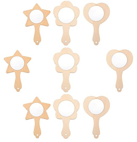 EXCEART 9 Stk Kleiner Holzspiegel Taschenspiegel Holzspiegel Selber Machen Kompakter Schminkspiegel Spiegel Für Die Reisetasche Unfertiges Holzspielzeug Matsch Reisen Hölzern Holzrahmen